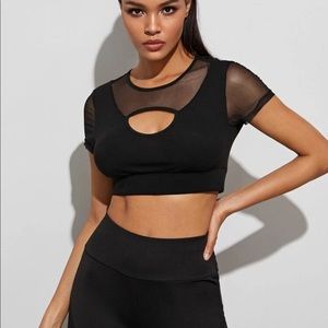 3/$15 Mesh Crop Top with Keyhole